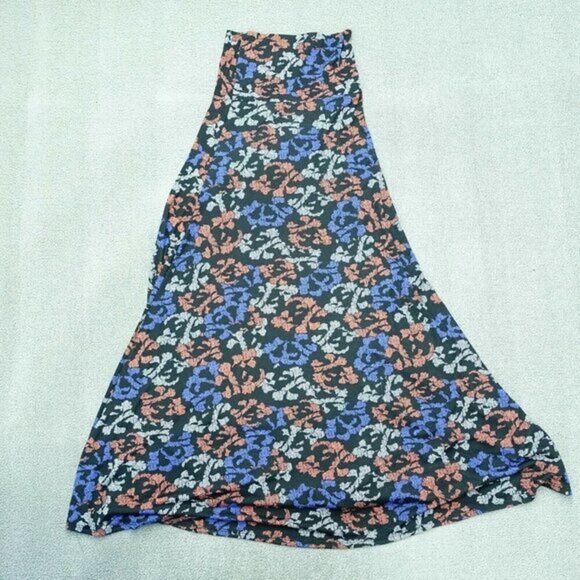NWT Lularoe maxi skirt women's size small XXS black blue floral print stretch‎ - Picture 1 of 6